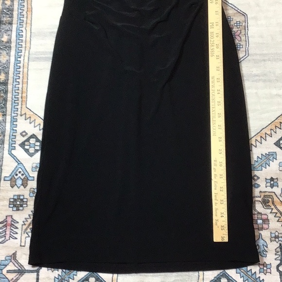 Lauren Black Ruched Lined Jersey with Cap and Bow Sleeves Cocktail Dress - Picture 12 of 16